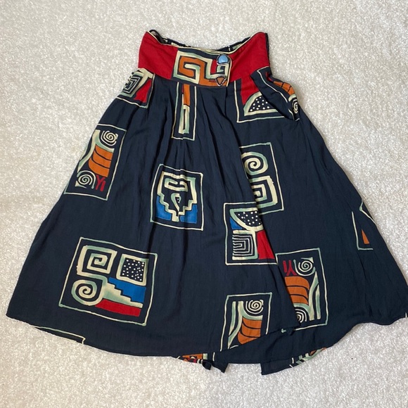 Componix - Marsha Brander Vintage USA Abstract Art Faux Wrap Full Skirt 10 - Picture 15 of 15